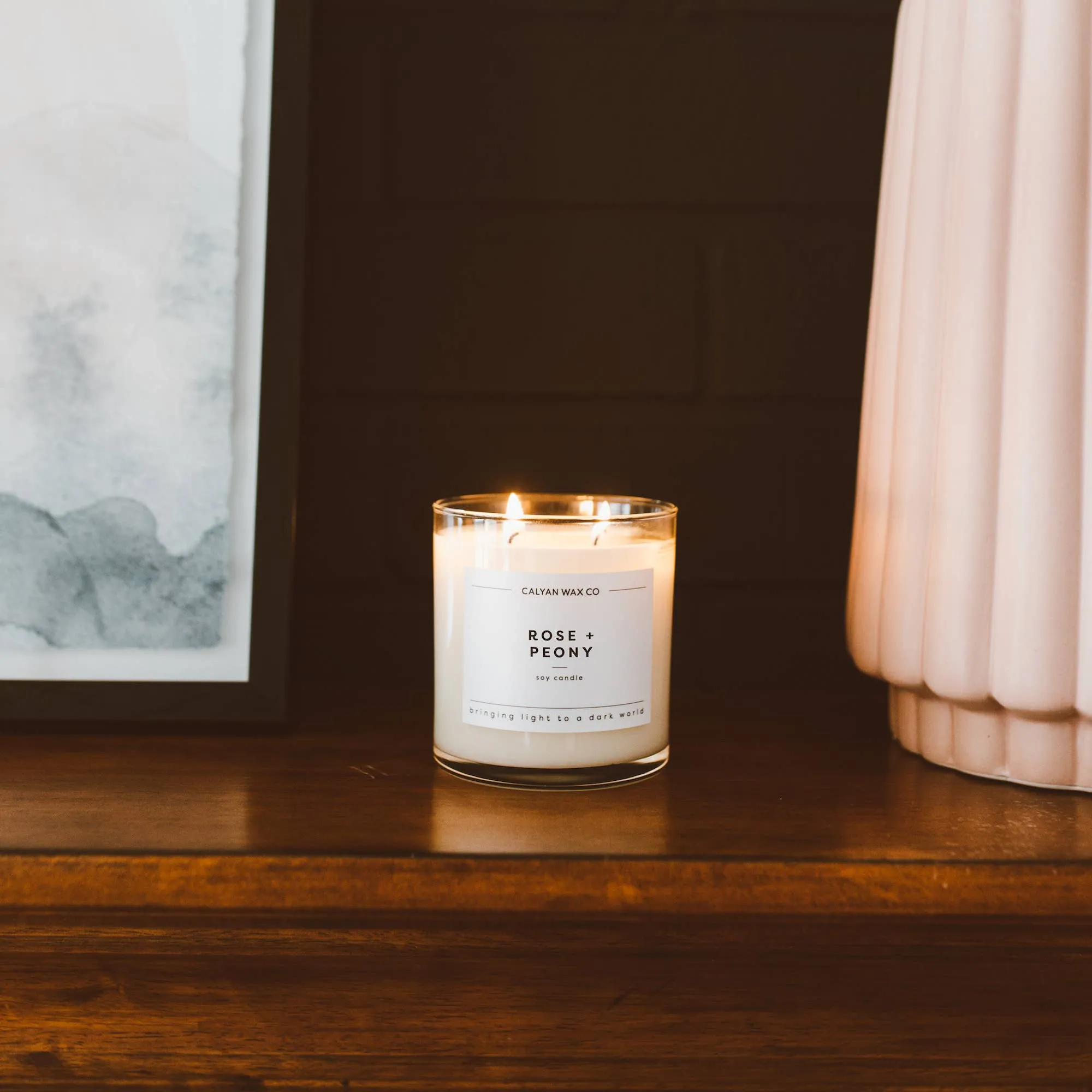 Calyan Wax Co. - Rose   Peony - Glass Tumbler Soy Candle