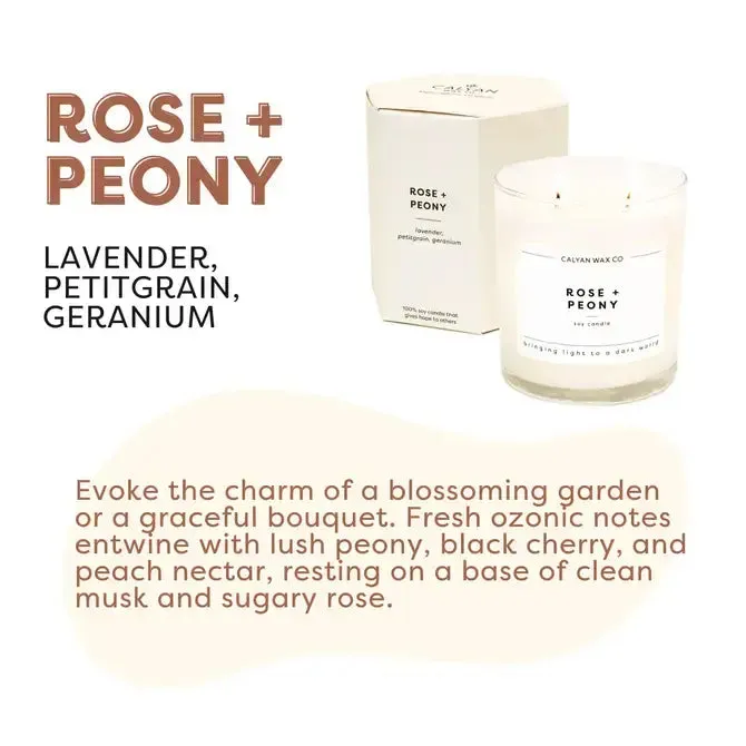 Calyan Wax Co. - Rose   Peony - Glass Tumbler Soy Candle