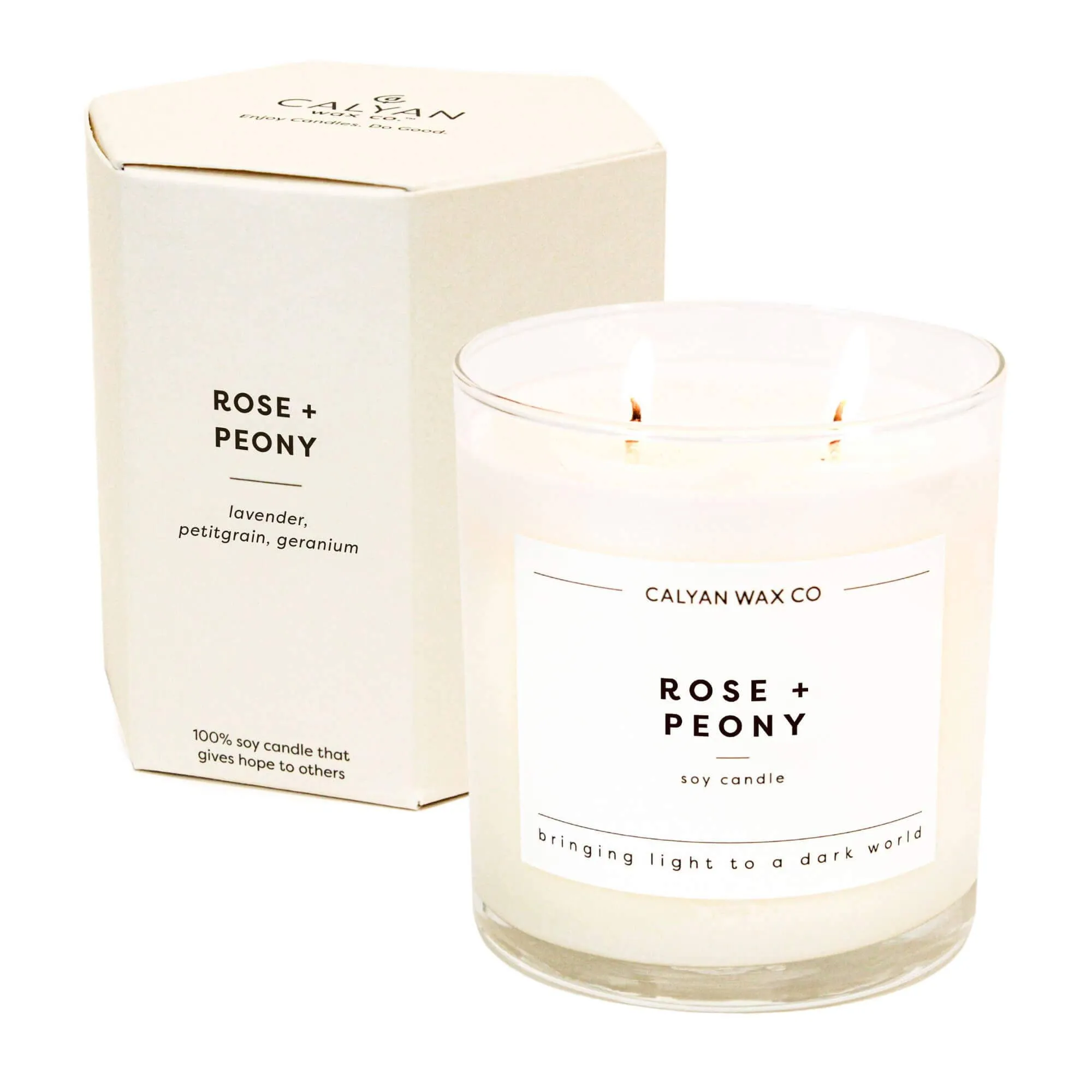 Calyan Wax Co. - Rose   Peony - Glass Tumbler Soy Candle