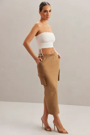 Cargo Maxi Skirt in Tan