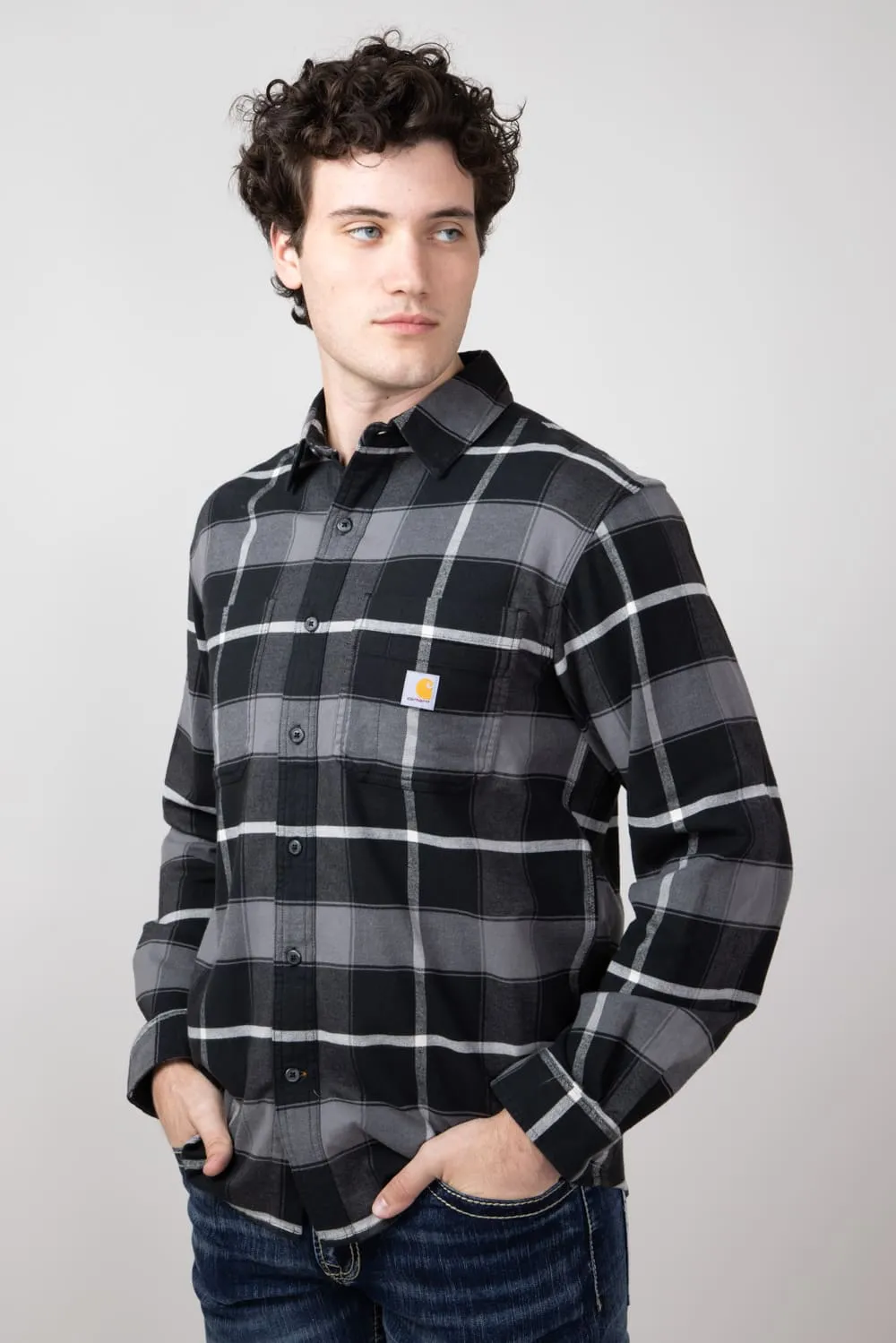 Carhartt Rugged Flex Midweight Flannel Shirt for Men in Black | 106352-N04-BLK