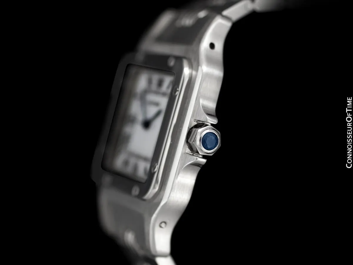 Cartier Santos Mens Automatic Stainless Steel Watch with Godron Bracelet