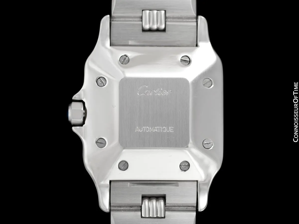 Cartier Santos Mens Automatic Stainless Steel Watch with Godron Bracelet