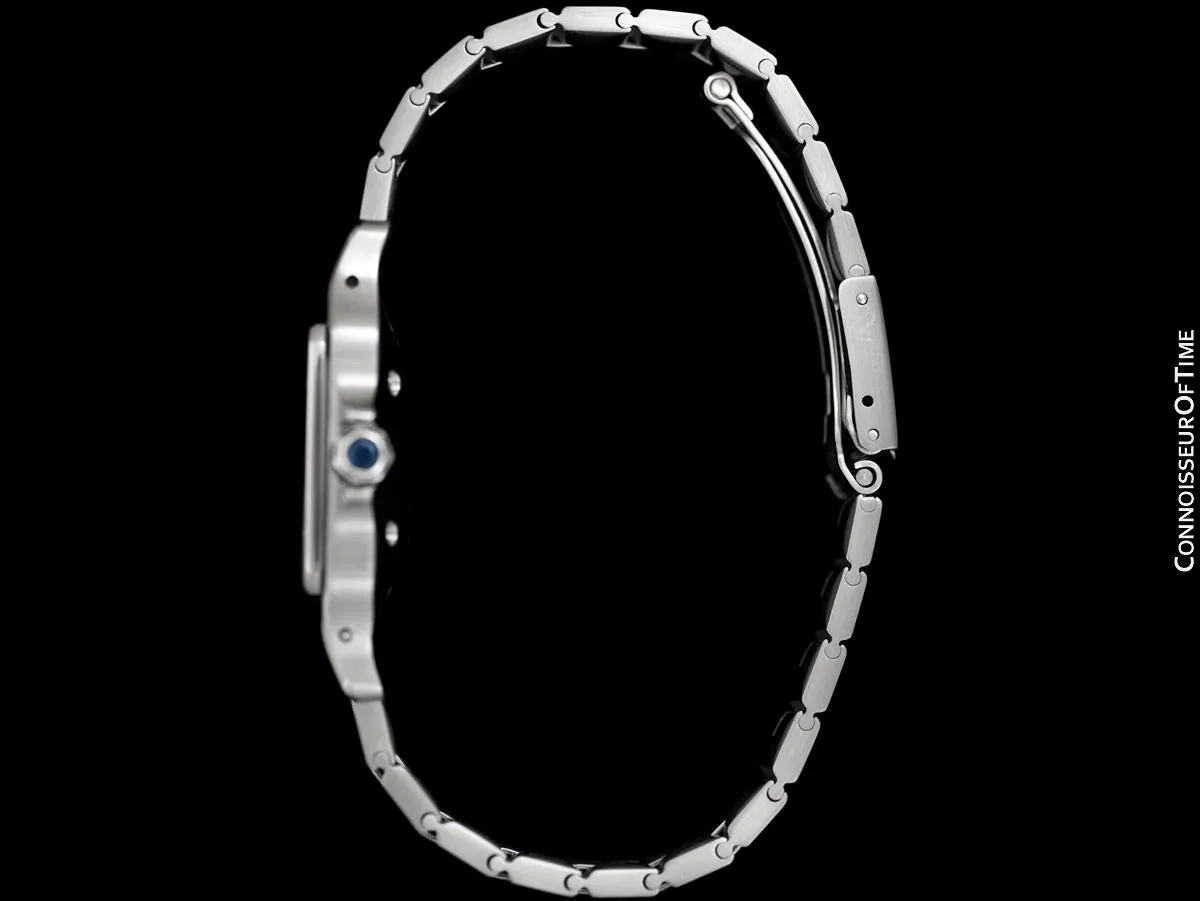 Cartier Santos Mens Automatic Stainless Steel Watch with Godron Bracelet