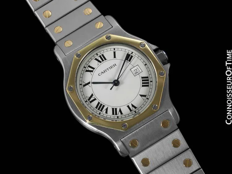 Cartier Santos Octagon Mens Midsize Watch, Automatic - Stainless Steel & 18K Gold
