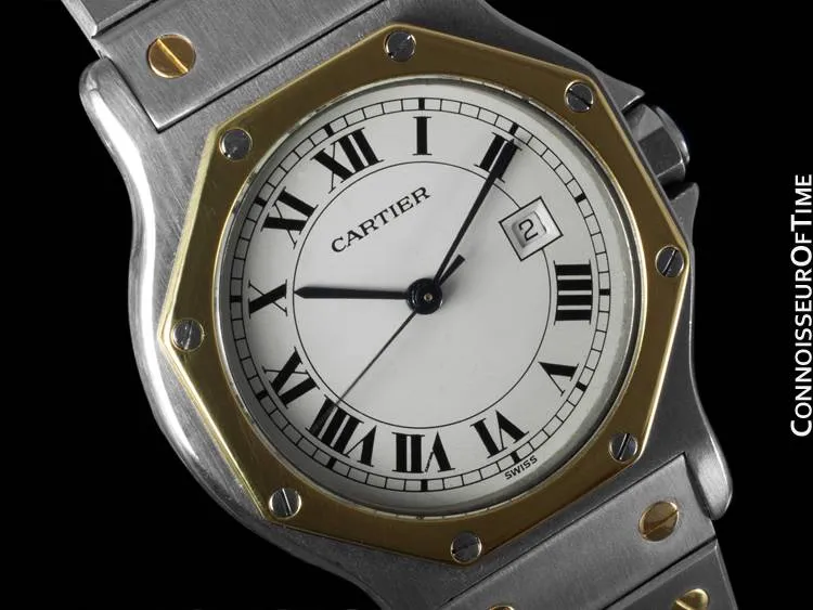 Cartier Santos Octagon Mens Midsize Watch, Automatic - Stainless Steel & 18K Gold