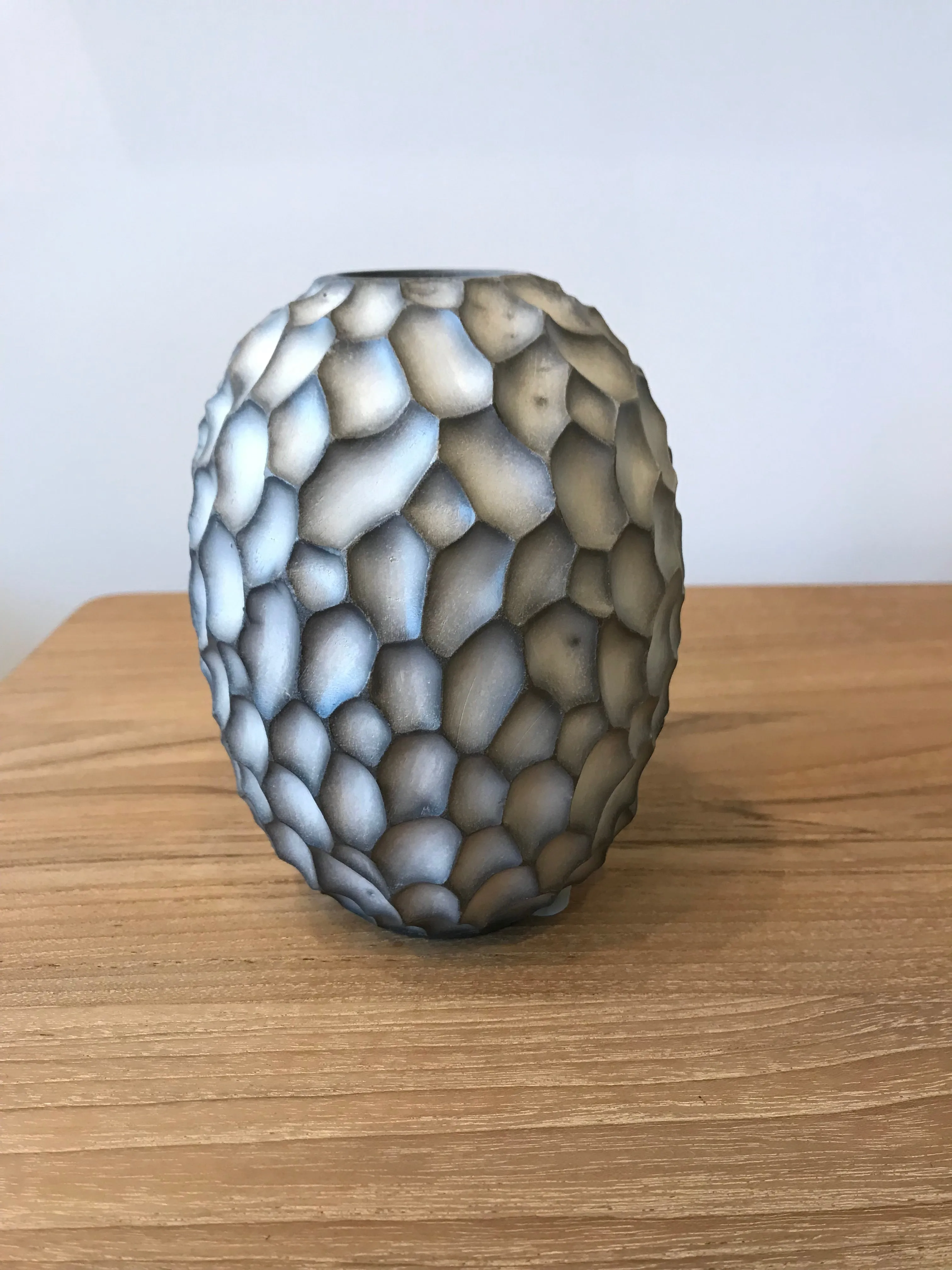 Carved Naked Raku Craquele Vase -Tall