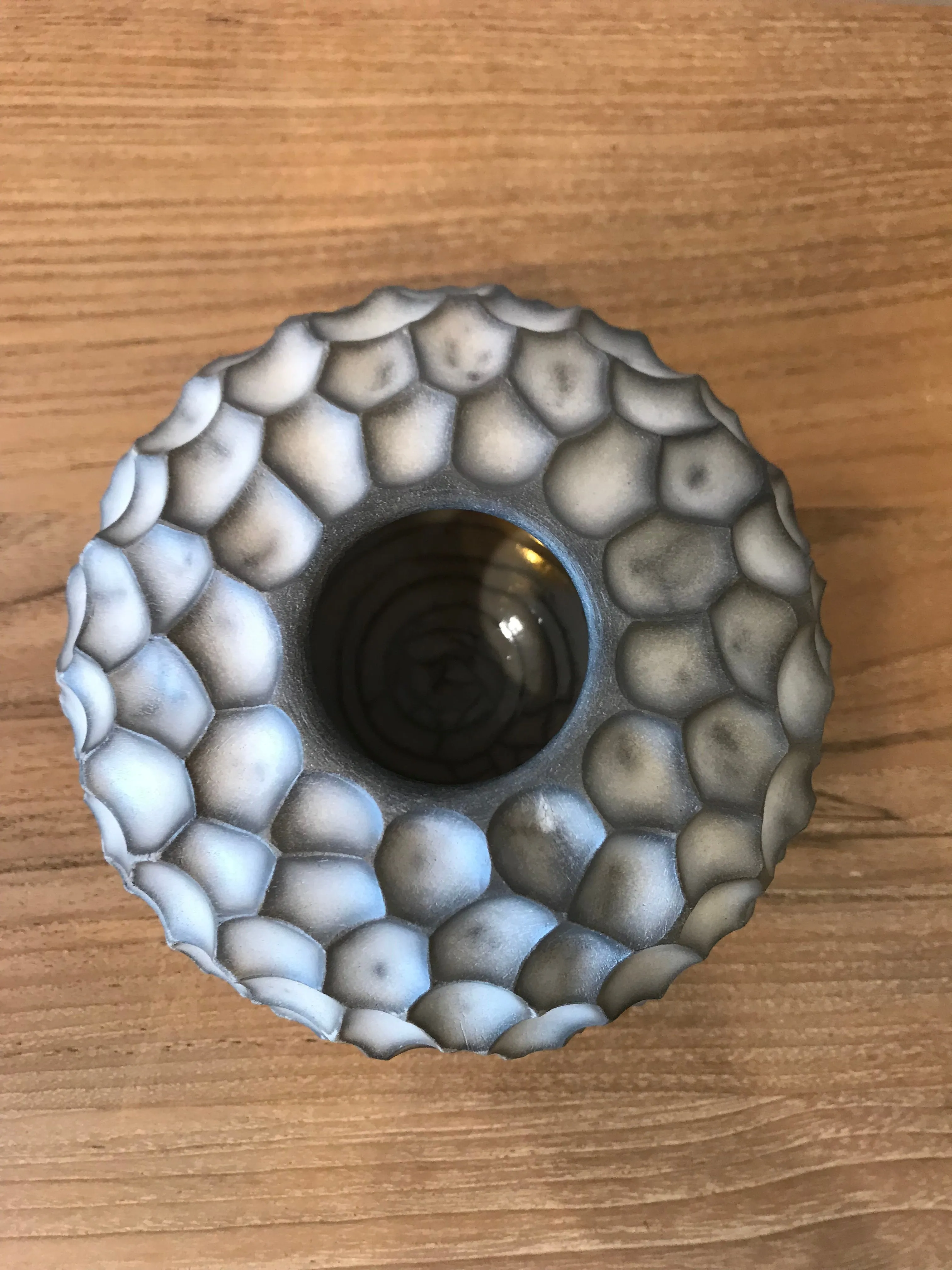 Carved Naked Raku Craquele Vase -Tall