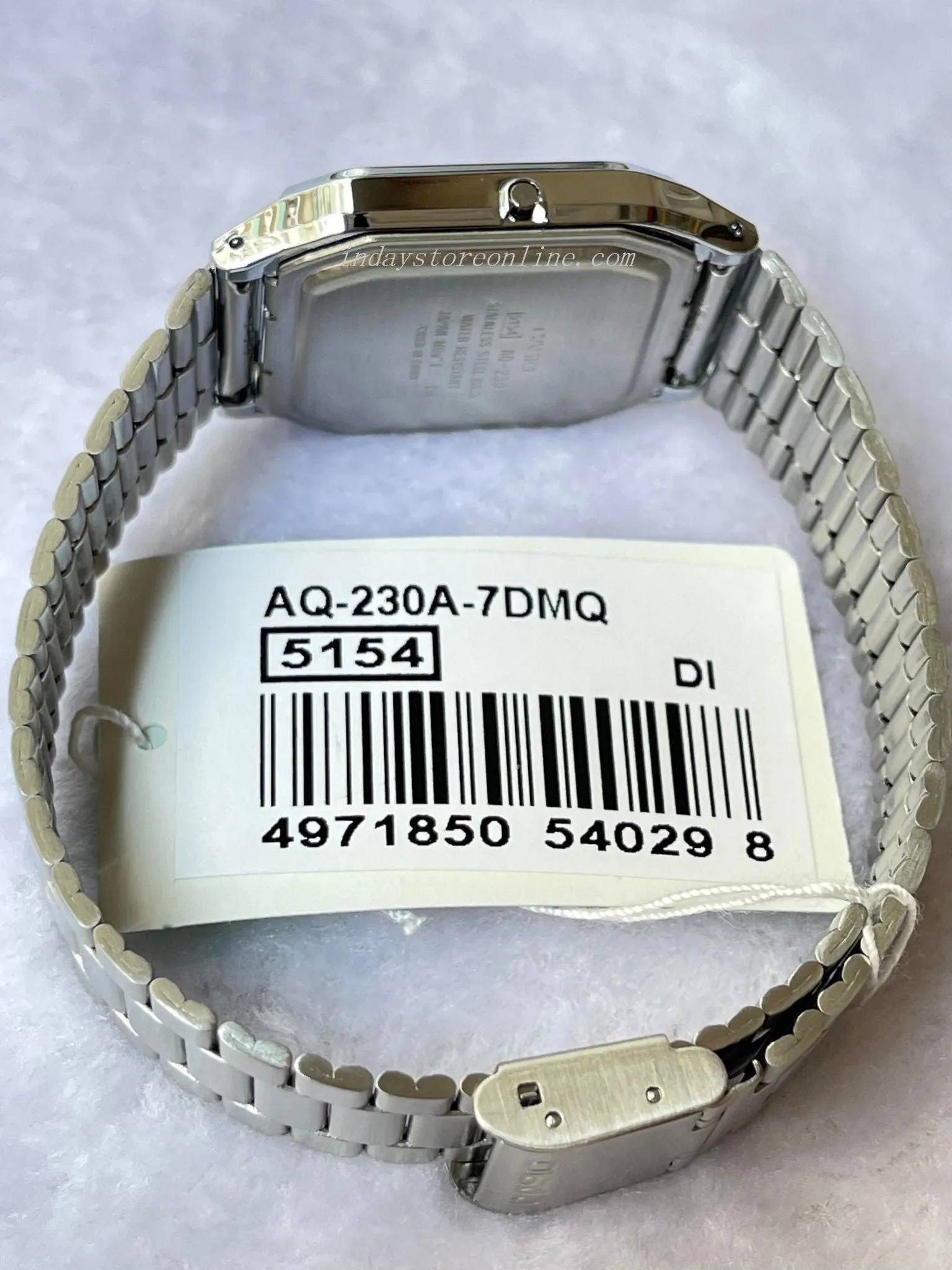 Casio Vintage Unisex Watch AQ-230A-7D Silver Plated Stainless Steel Self-adjustable Band
