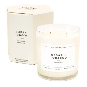 Cedar   Tobacco Glass Tumbler Soy Candle