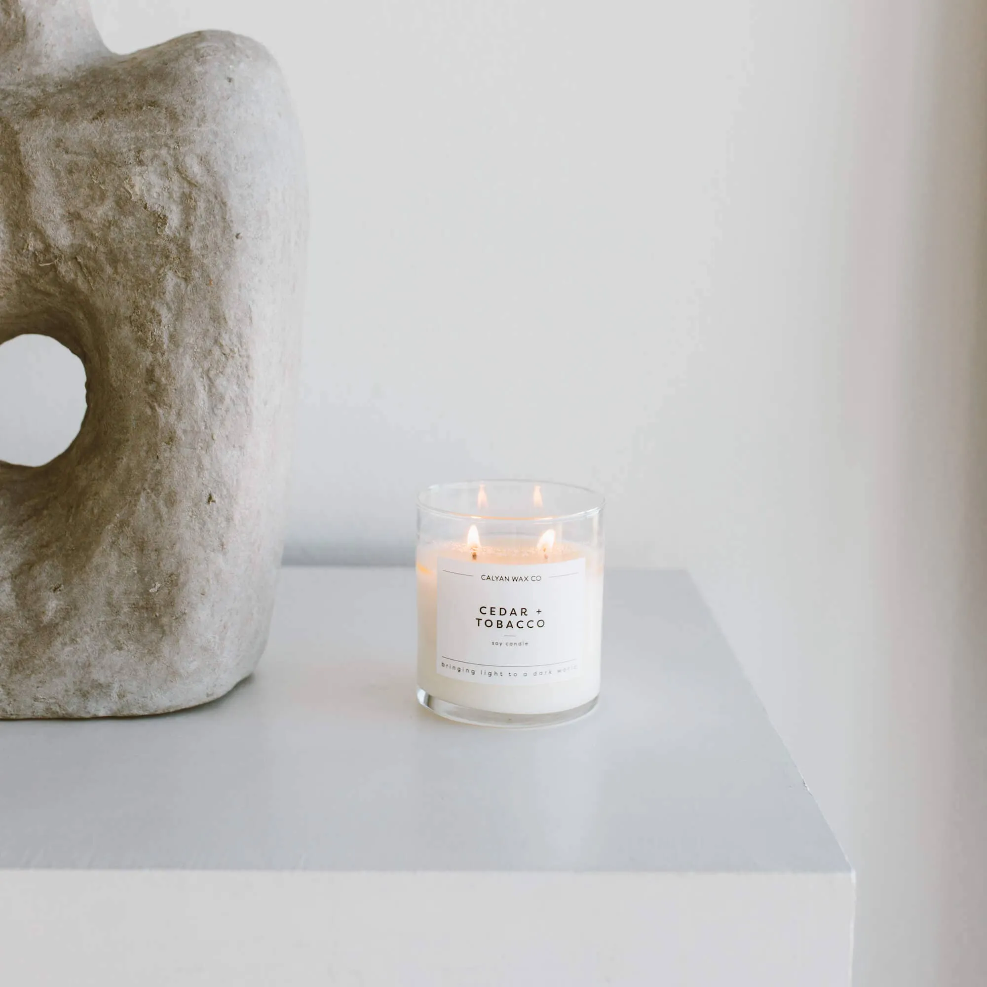 Cedar   Tobacco Glass Tumbler Soy Candle