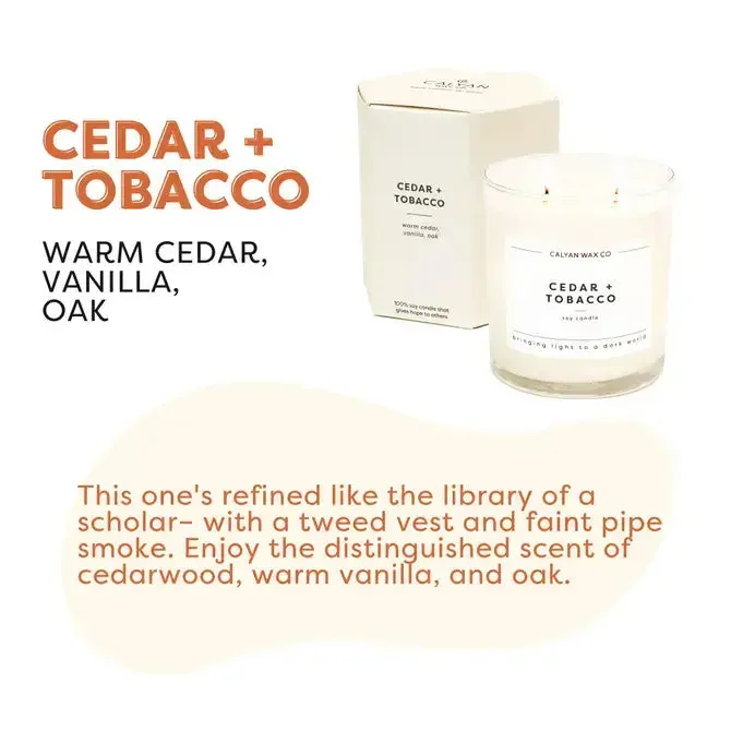 Cedar   Tobacco Glass Tumbler Soy Candle