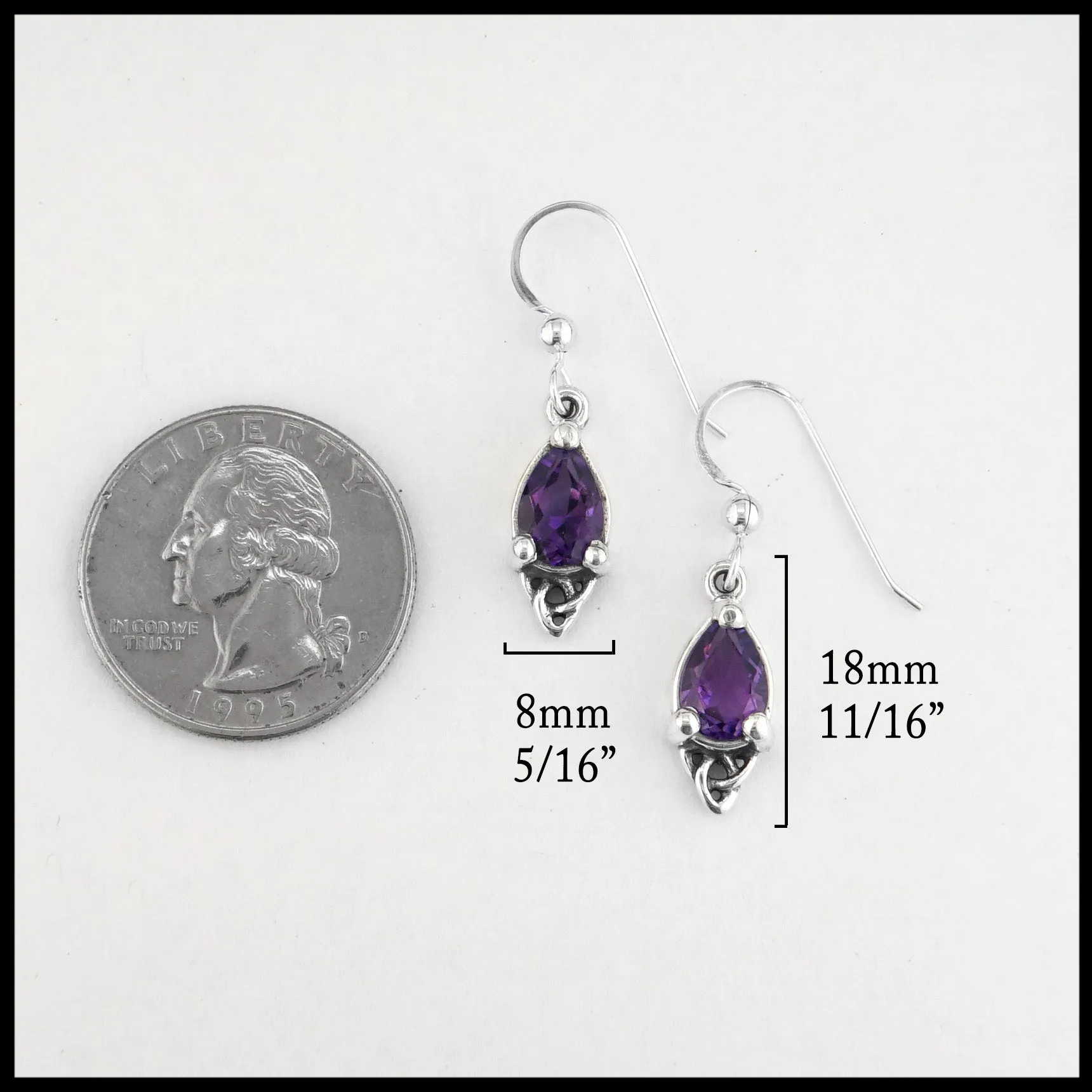 Celtic Goddess Pendant and Earring Set with Amethyst