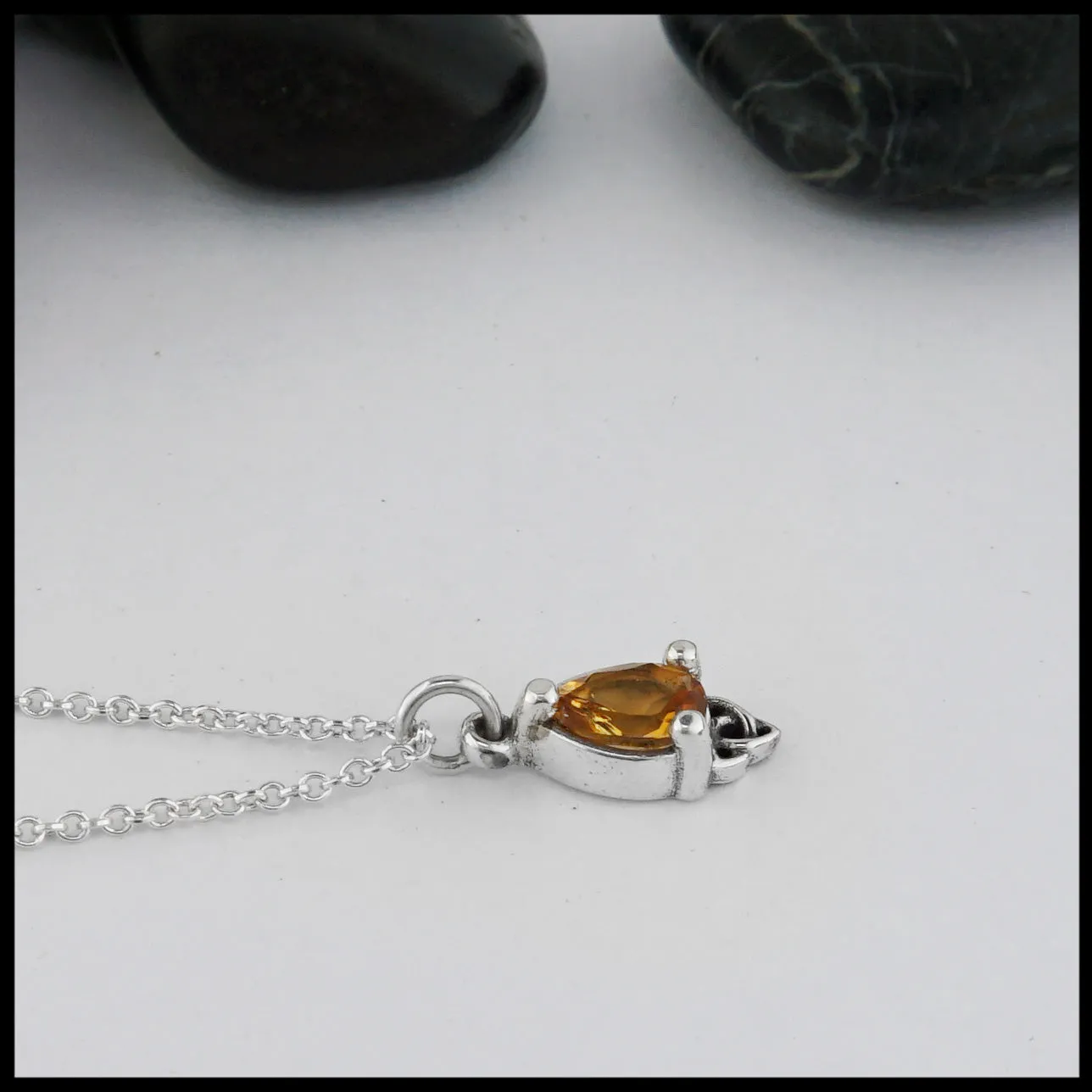 Celtic Goddess Pendant and Earring Set with Citrine