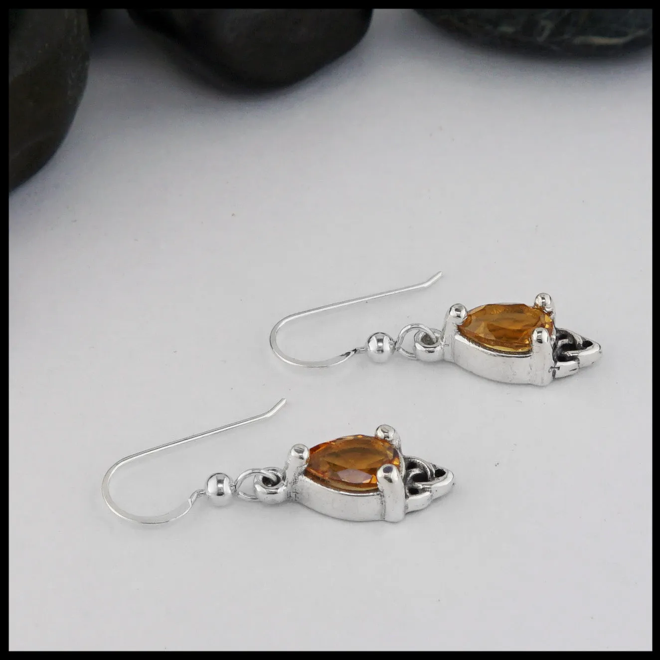 Celtic Goddess Pendant and Earring Set with Citrine