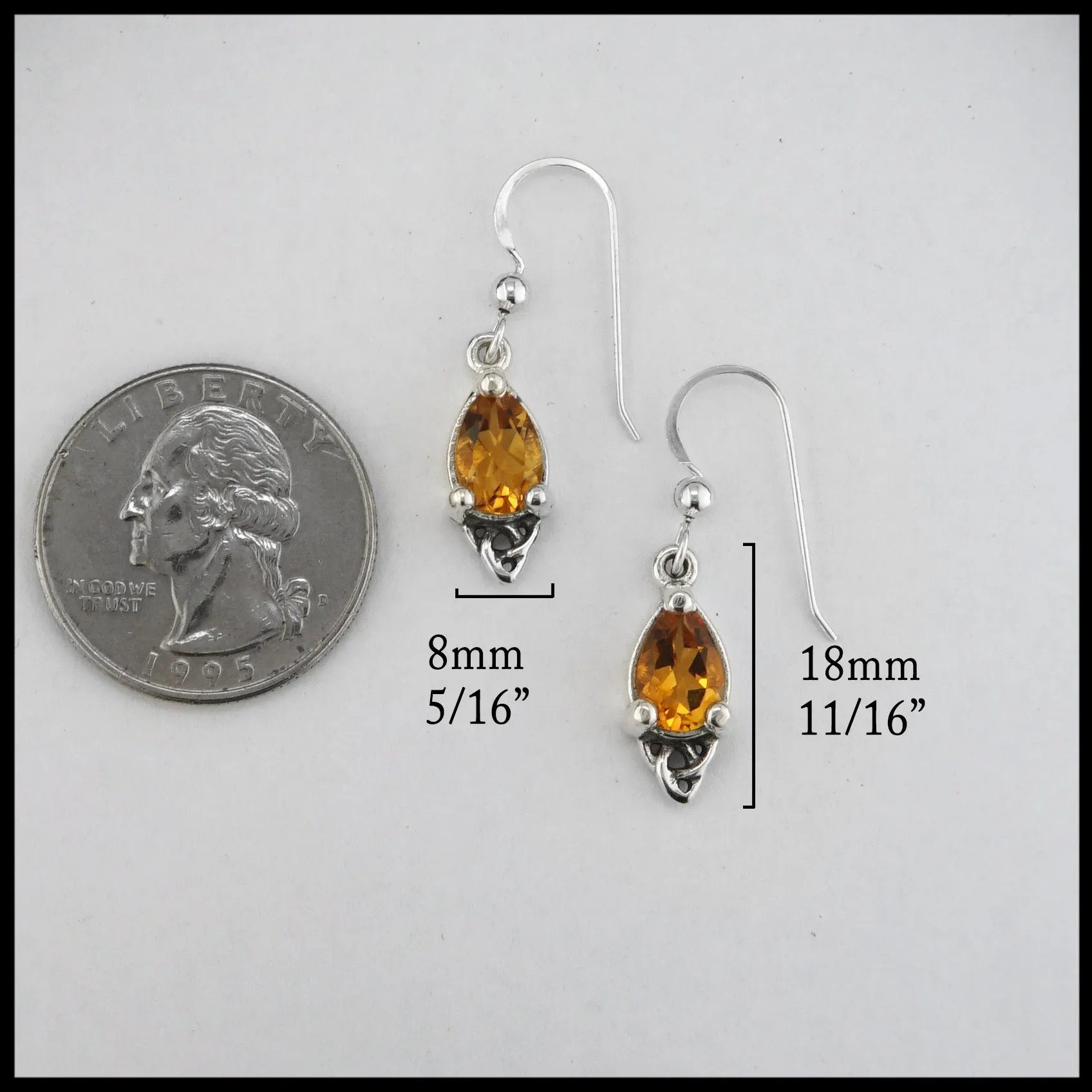 Celtic Goddess Pendant and Earring Set with Citrine