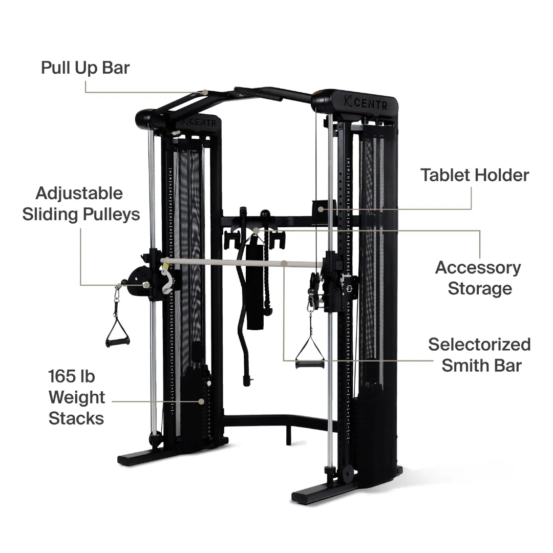 Centr 3 Home Gym Functional Trainer with Selectorized Smith Bar