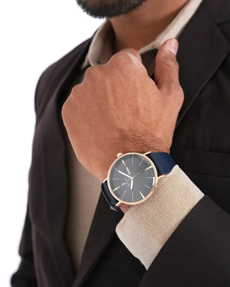 Certified Imperfect Elegadoom Black Rosegold Blue Leather
