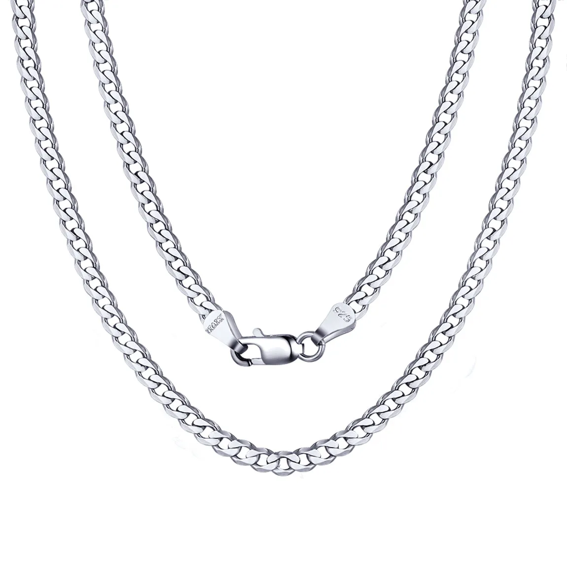 ChainsPro Solid 925 Sterling Silver Cuban Chain Women Men Necklace, 3mm/5mm, 14"-28", Jewelry Gifts for Men/Women