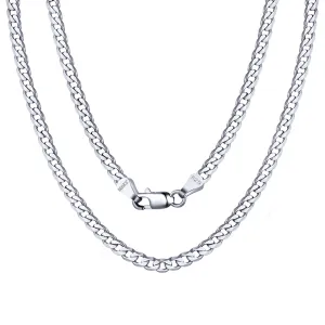 ChainsPro Solid 925 Sterling Silver Cuban Chain Women Men Necklace, 3mm/5mm, 14"-28", Jewelry Gifts for Men/Women