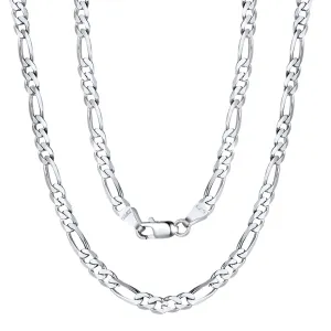 ChainsPro Solid 925 Sterling Silver Figaro Chain Men Women Necklace, 3mm/5mm, 14"-28", Jewelry Gifts for Men/Women