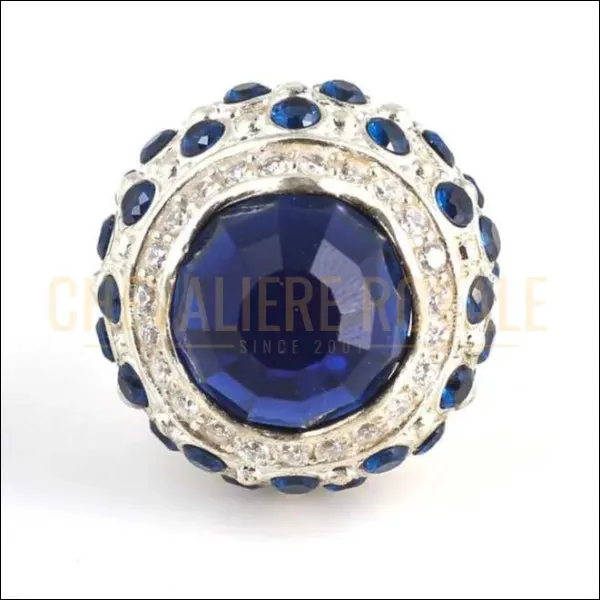 Chevalière Femme Argent avec Pierres de Zircon et Saphir