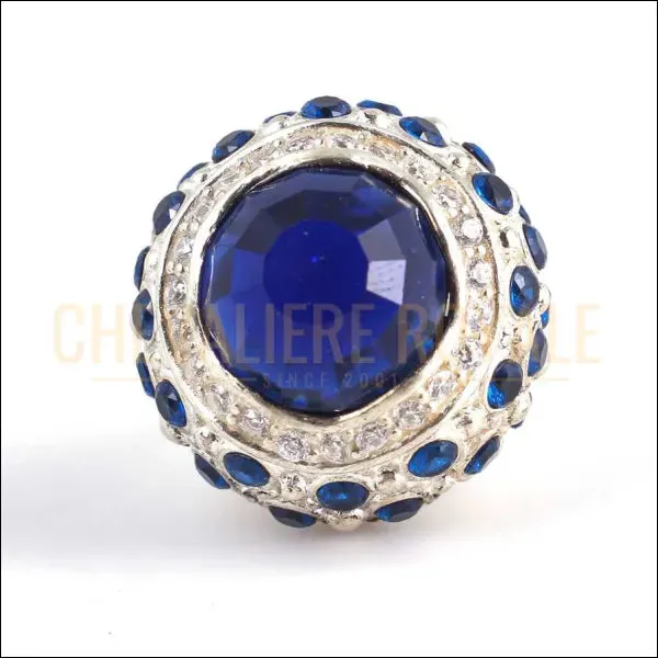 Chevalière Femme Argent avec Pierres de Zircon et Saphir