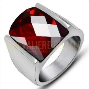 Chevalière homme en acier la pierre hexagonal de quartz métaphysique
