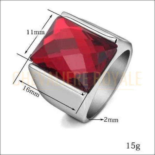 Chevalière homme en acier la pierre hexagonal de quartz métaphysique