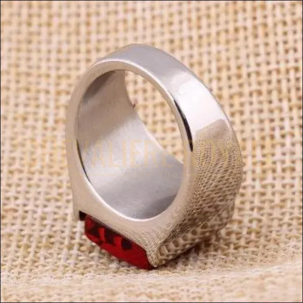 Chevalière homme en acier la pierre hexagonal de quartz métaphysique