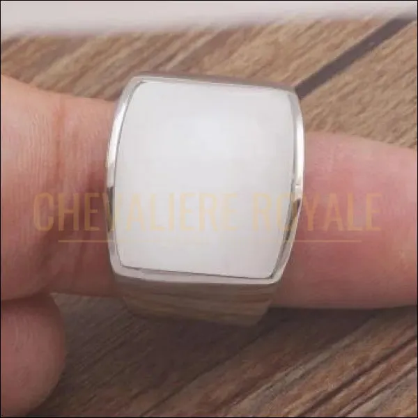 Chevalière pour femme en acier pierre arc-en-ciel huileux et vitreux