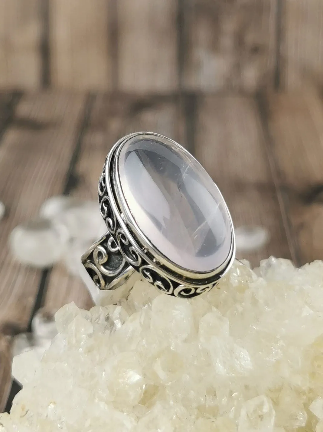 Chunky Rose Quartz Ring Size 7.5