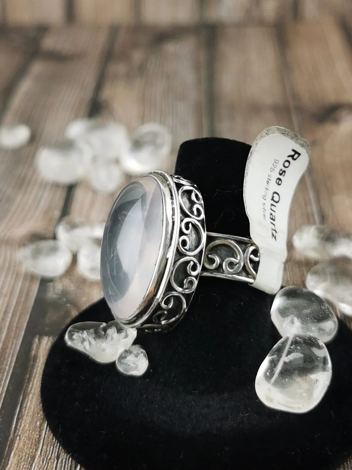 Chunky Rose Quartz Ring Size 7.5