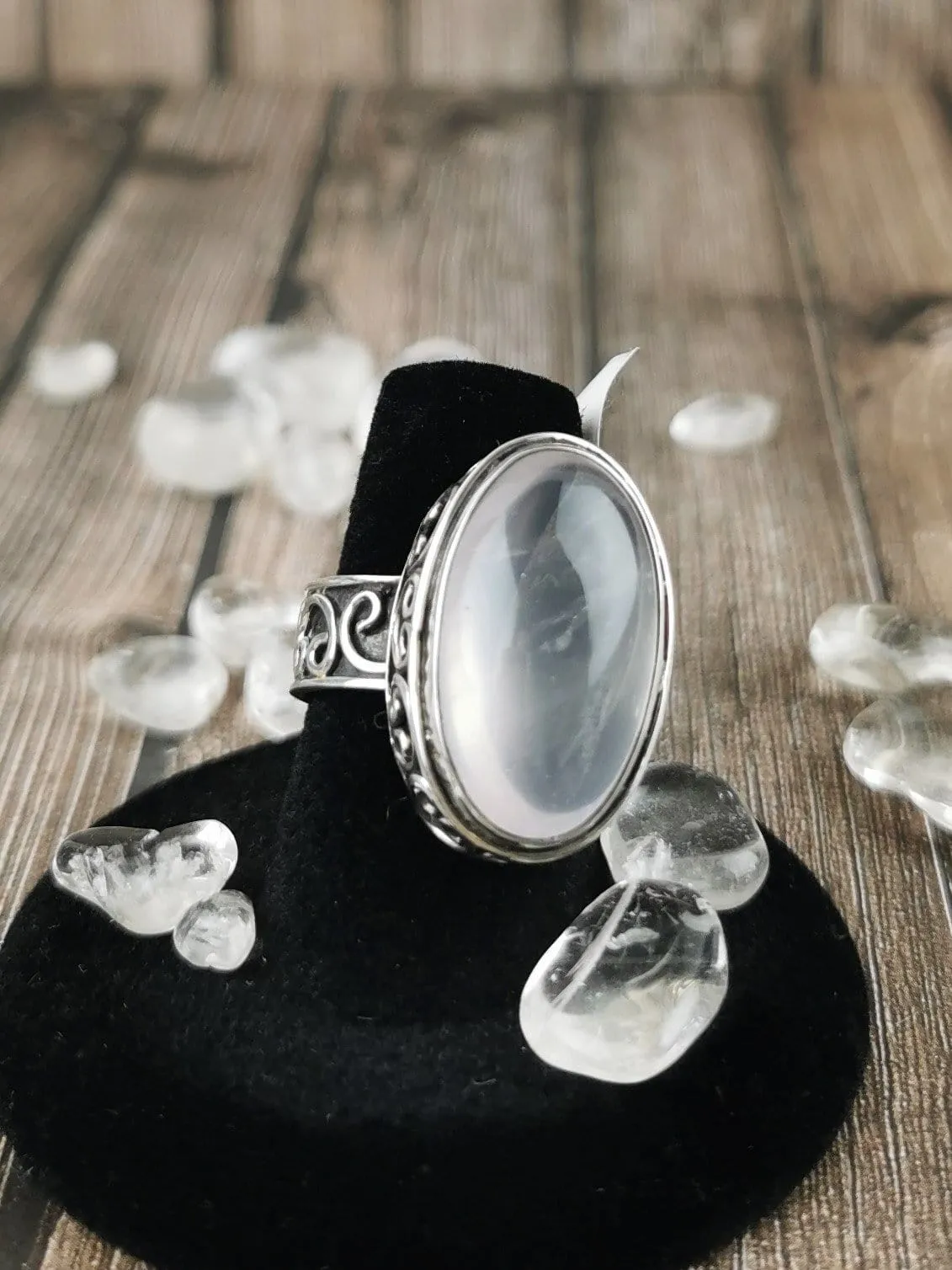 Chunky Rose Quartz Ring Size 7.5