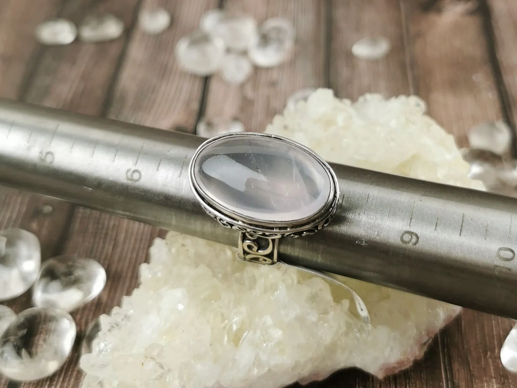 Chunky Rose Quartz Ring Size 7.5