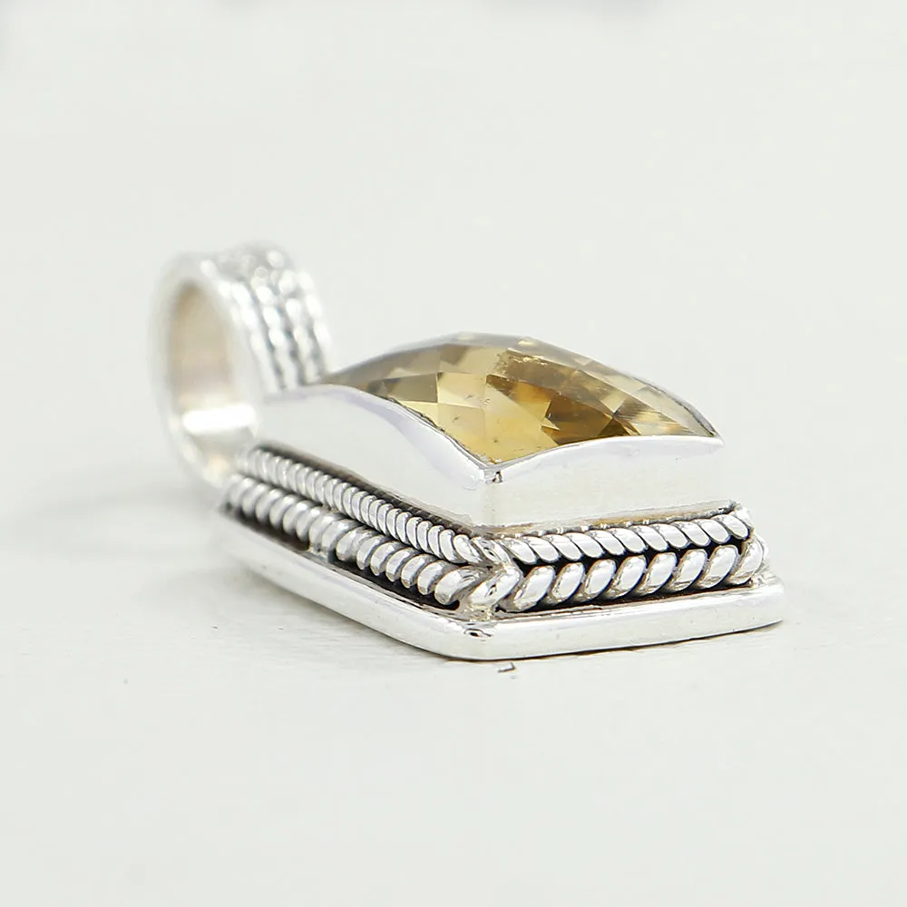 Citrine Gemstone Silver Pendant