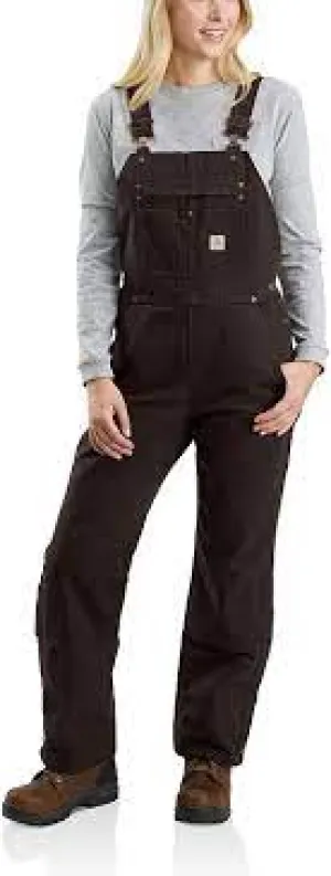 CL104049-S-Tall Carhartt Lined Bib Ovrll Relaxed Fit Brown