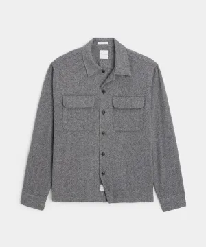 Classic Fit Italian Wool Cashmere Field Shirt in Charcoal