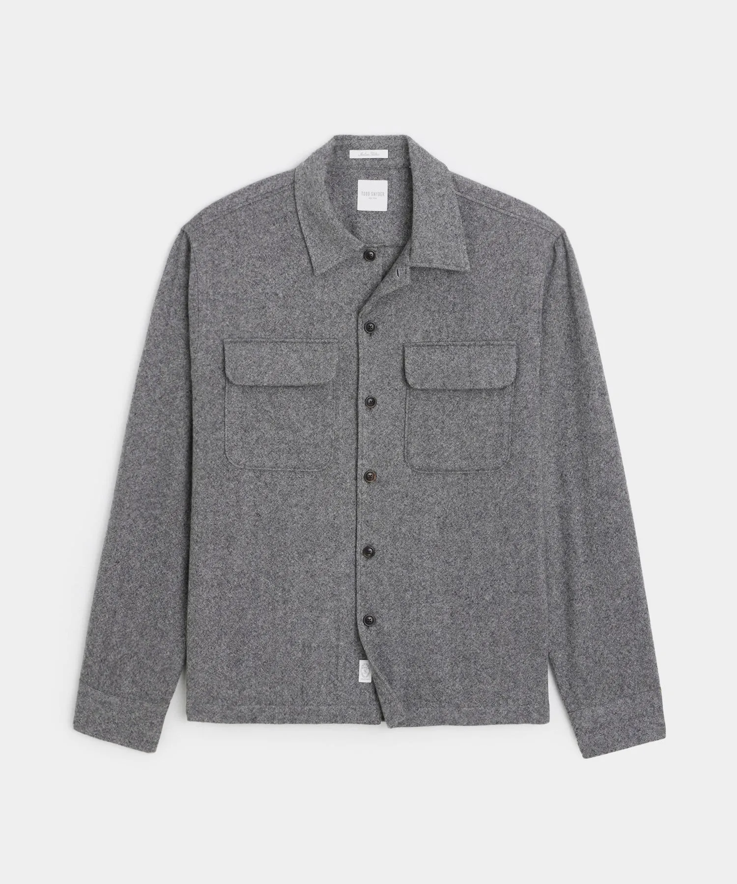 Classic Fit Italian Wool Cashmere Field Shirt in Charcoal