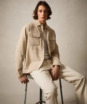 Classic Fit Italian Wool Cashmere Field Shirt in Cream