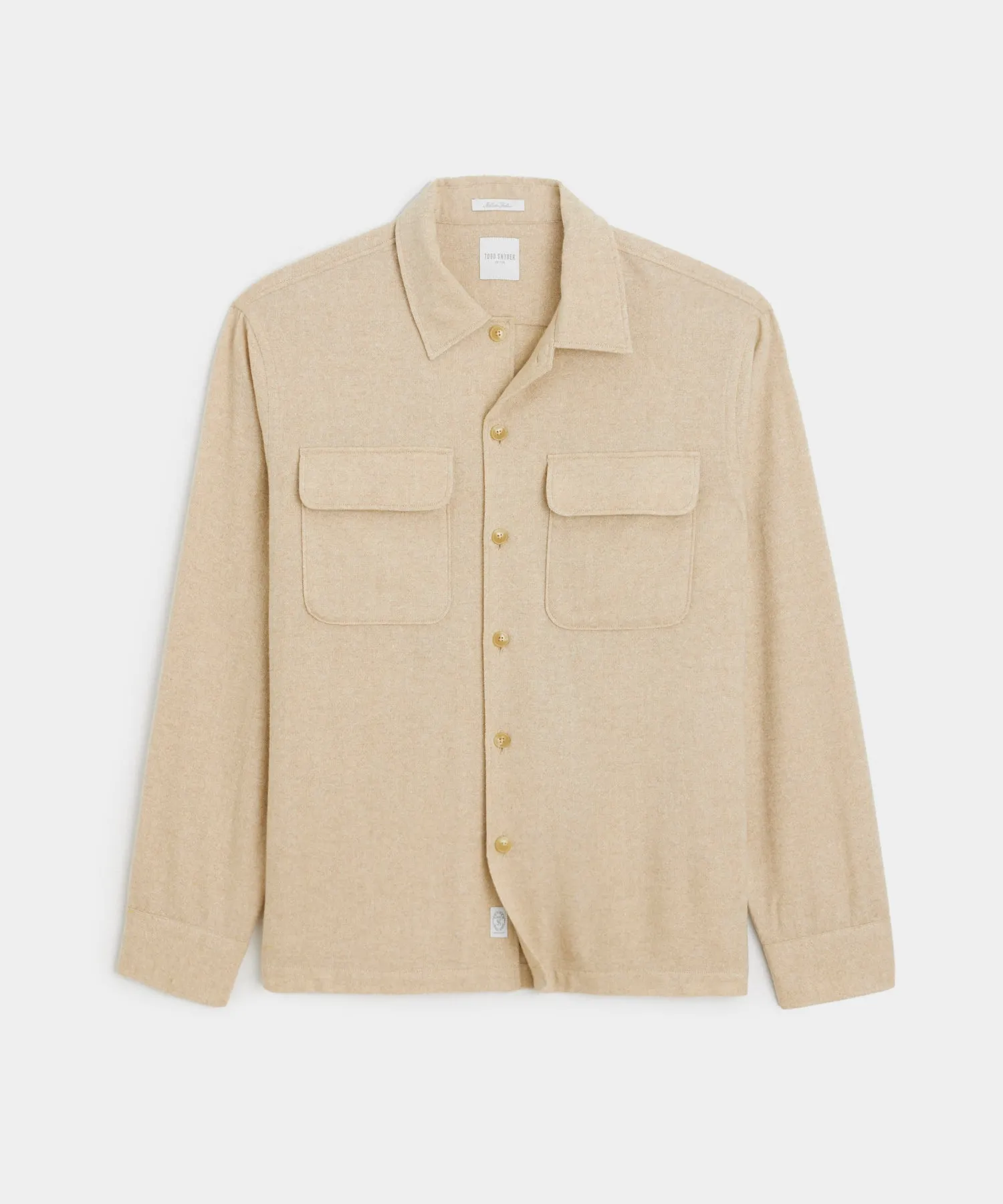 Classic Fit Italian Wool Cashmere Field Shirt in Cream