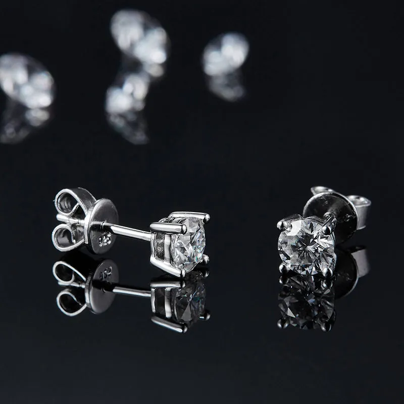 Classic Round 2ctw. Moissanite Stud Earrings and 2ct Moissanite Pendant Necklace Jewelry Set