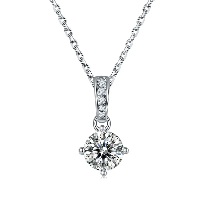 Classic Round 2ctw. Moissanite Stud Earrings and 2ct Moissanite Pendant Necklace Jewelry Set