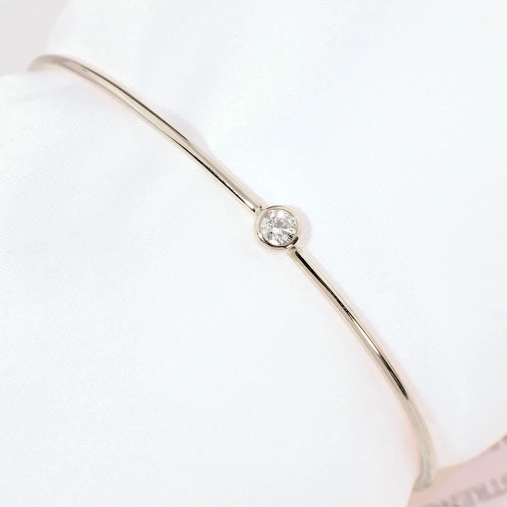 Classic Round Diamond Solitaire Cuff Bracelet