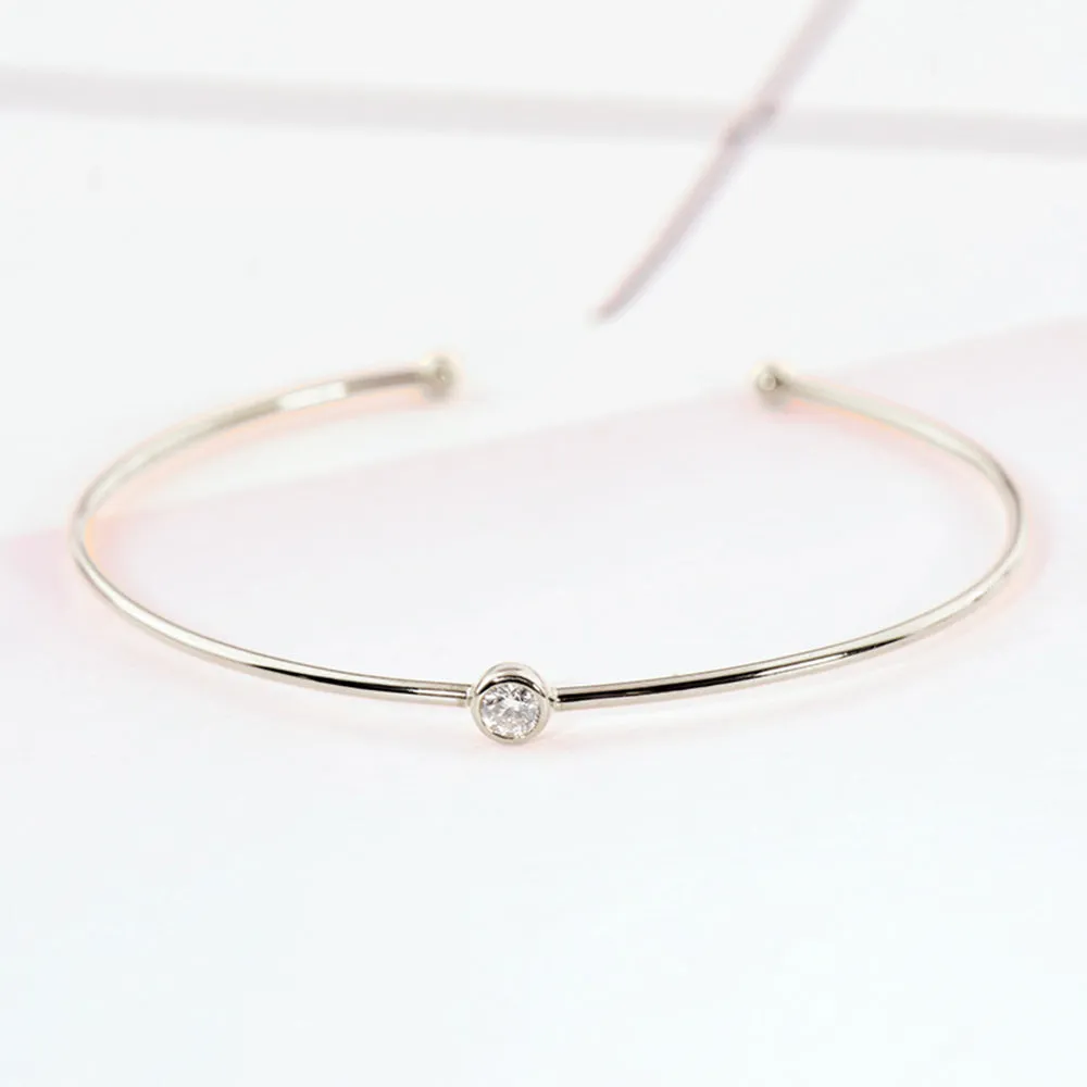 Classic Round Diamond Solitaire Cuff Bracelet