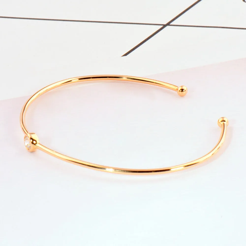 Classic Round Diamond Solitaire Cuff Bracelet
