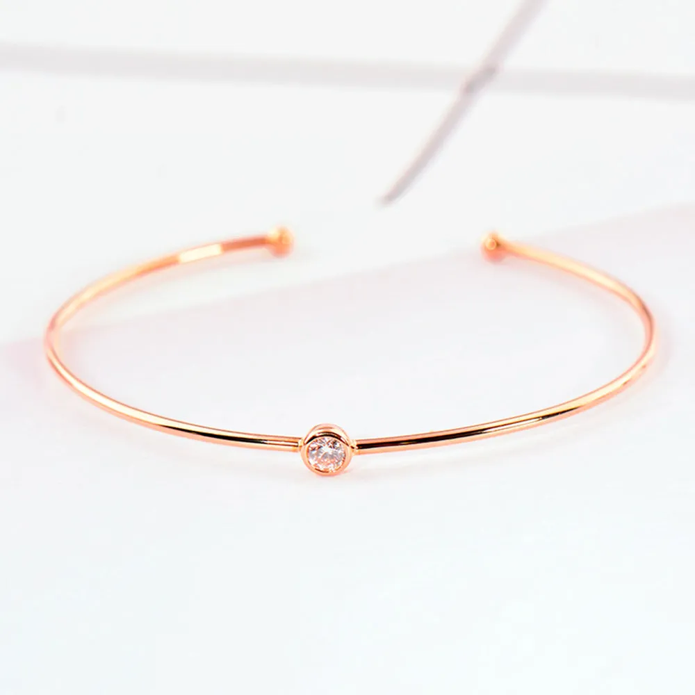 Classic Round Diamond Solitaire Cuff Bracelet