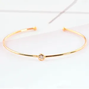 Classic Round Diamond Solitaire Cuff Bracelet