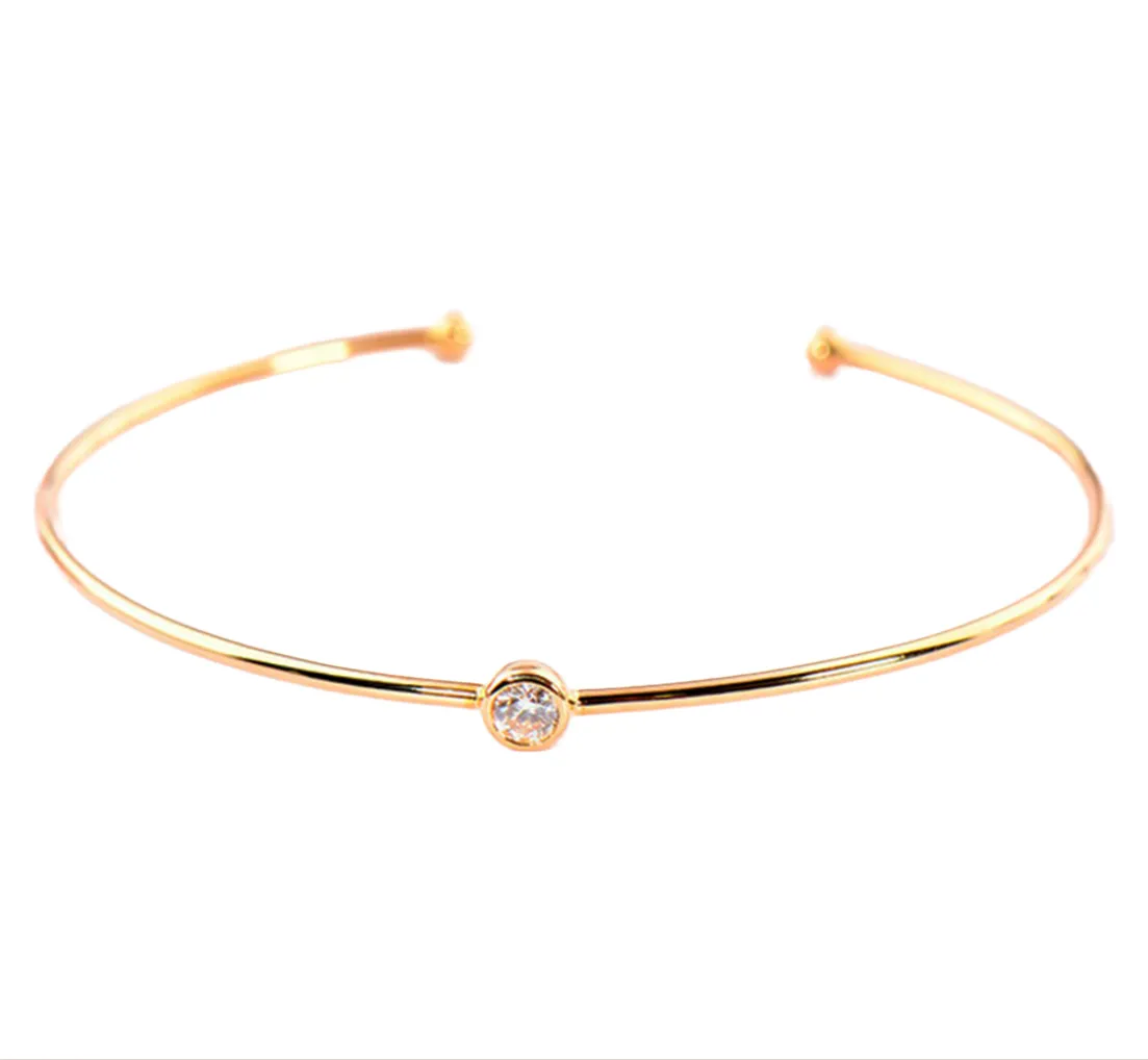 Classic Round Diamond Solitaire Cuff Bracelet