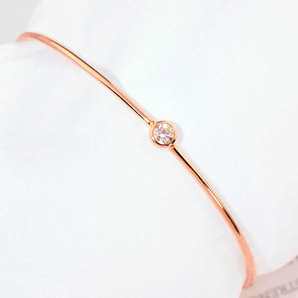 Classic Round Diamond Solitaire Cuff Bracelet